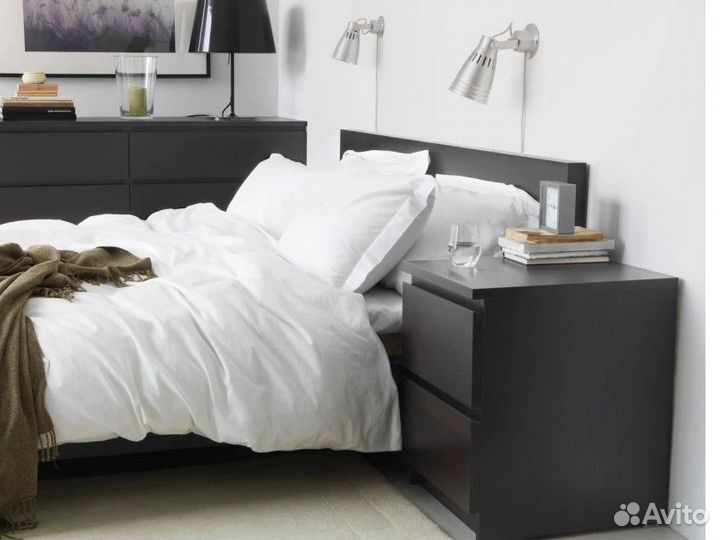 Тумбы прикроватные IKEA Malm, 2 шт, венге (черные)