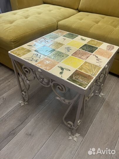 Кованный стол С керамическрй плиткой ручной работы