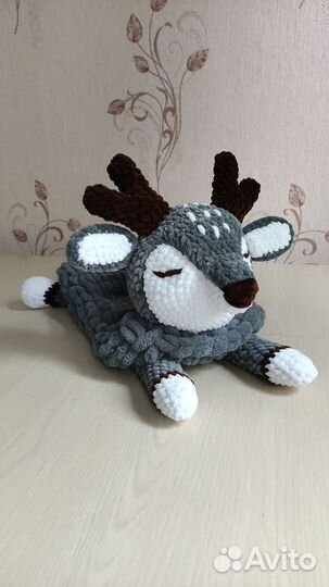 Пижамница Олененок. Вязаная плюшевая игрушка