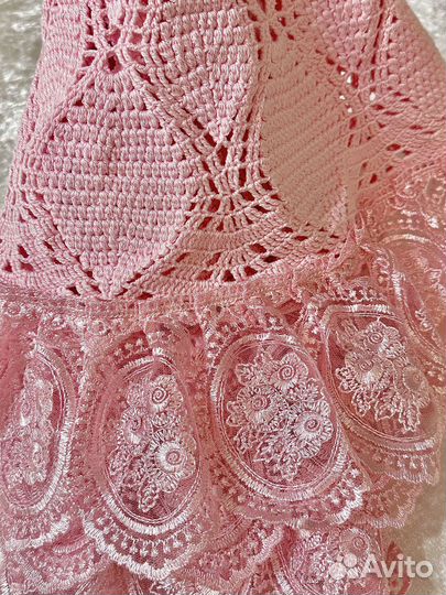 Скатерть круглая вязаная ажурная салфетка кружево