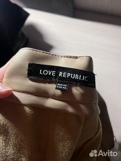 Брюки кожаные бежевые Love republic 46р