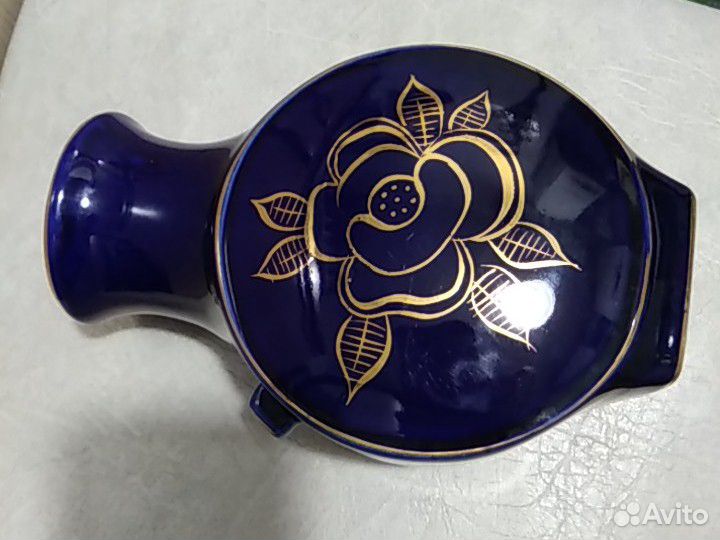 Ваза и чайник Гжель кобальт, позолота