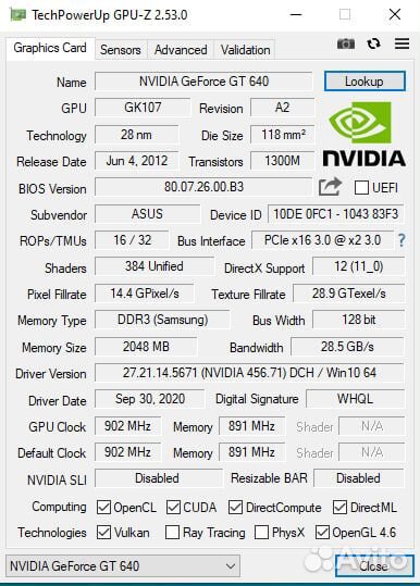Видеокарта nvidia GeForce GT 640