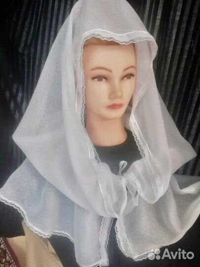 Платок для храма, фата на крещение венчание в церк