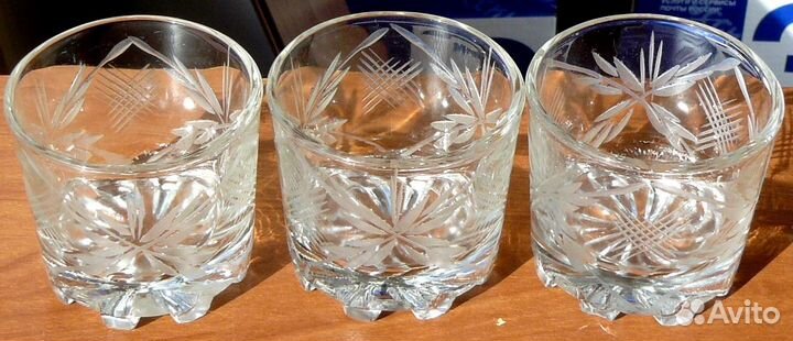 Стопки стекло с резьбой и травлением клеймо соз