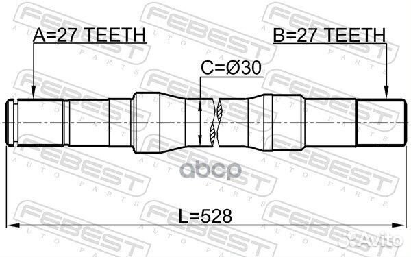 Полуось правая 27X527X27 opel antara 06- 1012C1