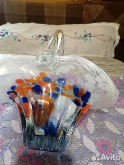 Ваза конфетница цветное стекло