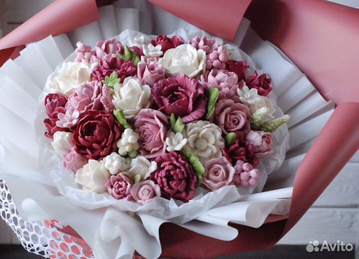 Цветы из зефира, съедобный букет