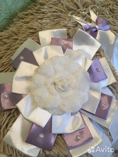 Бант с лентой на выписку из роддома