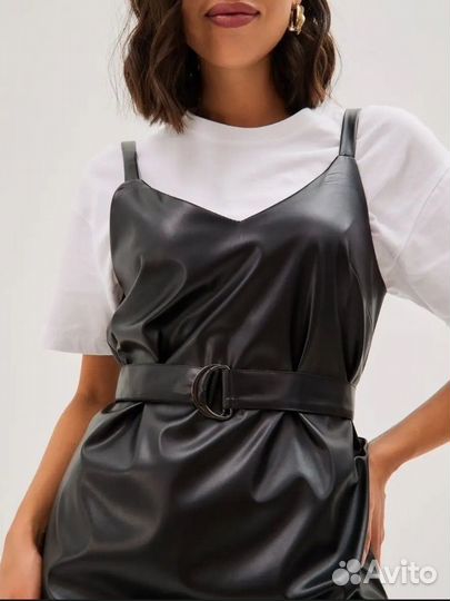 Женское кожаное платье 42-44р