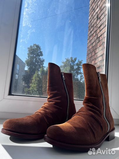 Ботинки Amiri Brown Zipped Suede High Boots
