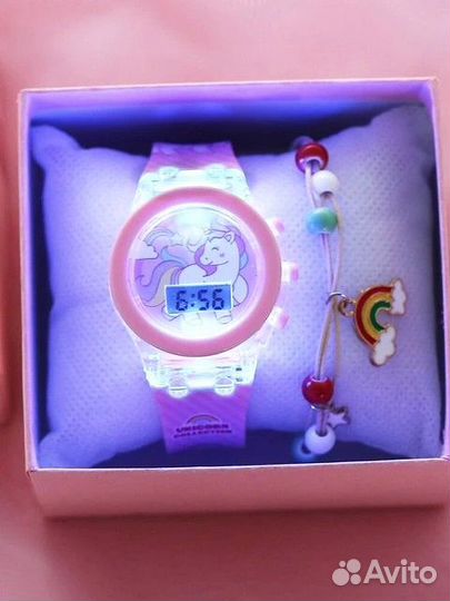 Часы детские электронные Единорог LED