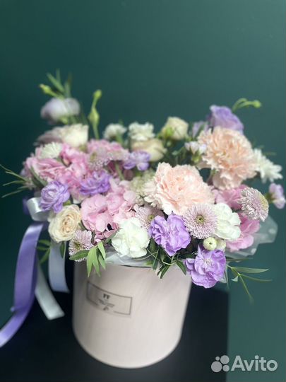 Букет в шляпной коробке