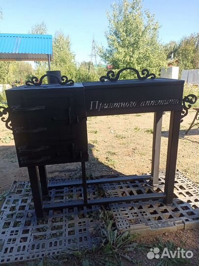 Печь дровяная под казан с мангалом