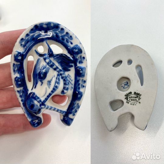 Статуэтки гжель подкова / яйцо / змея / башмачок