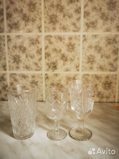Графин, фужеры, бокалы, вазы хрустальные. СССР