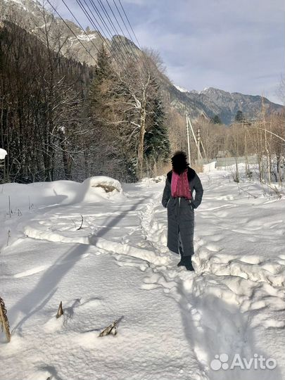 Дутое пальто с натуральным мехом