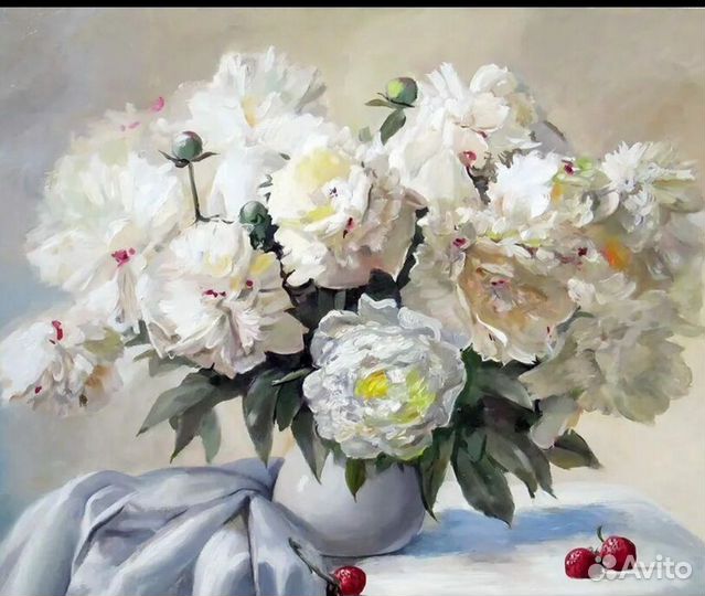 Картина Букет белых пионов