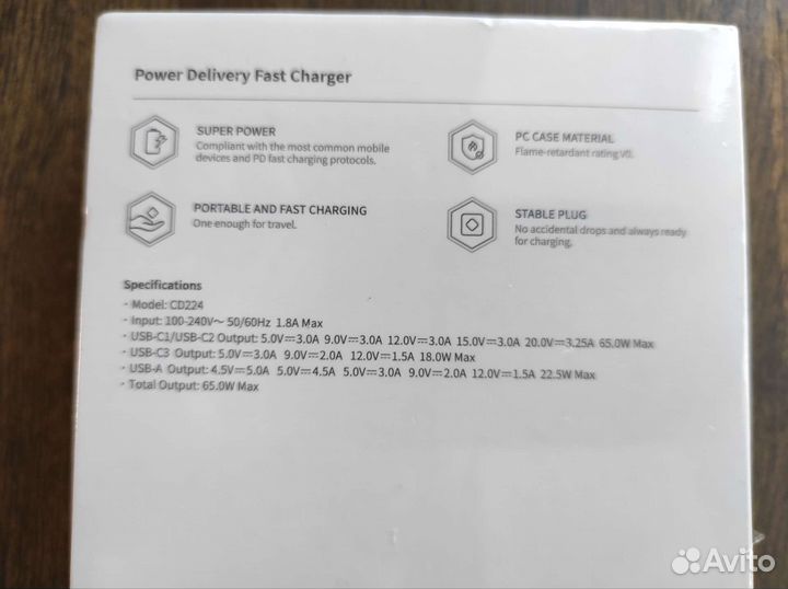 Зарядное устройство Ugreen GaN X 65w (новое)
