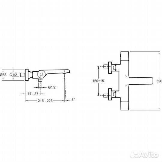 E97386-CP avid термостатический смеситель