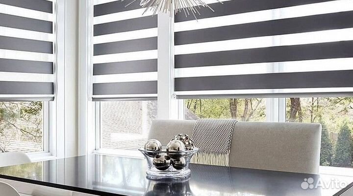 Жалюзи и рулонные шторы Зебра