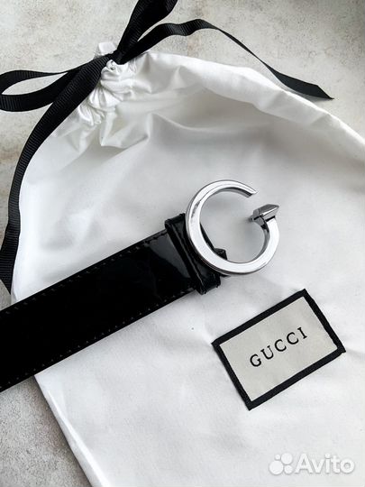 Ремень женский Gucci черный лаковая кожа