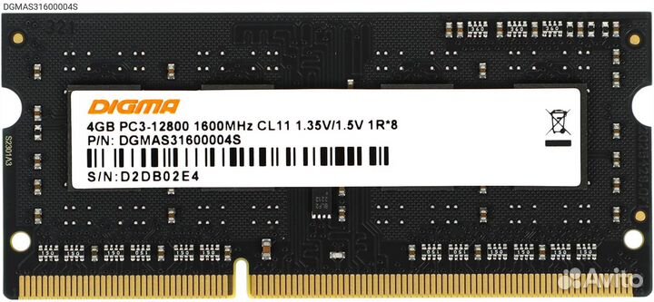 Dgmas31600004S, Модуль памяти Digma 4 гб sodimm DD