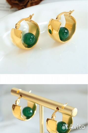 Новые Комплект с агатом. Серьги с нат. камнями