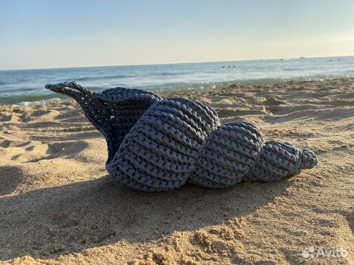 Вязаная интерьерная ракушка из полиэфирного шнура