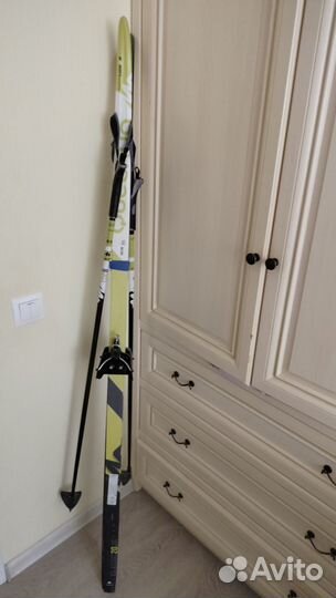 Лыжи беговые 160см, палки 110 см