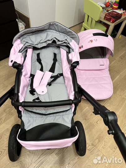Коляска 2 в 1 бу Bebetto для девочек из экокожи