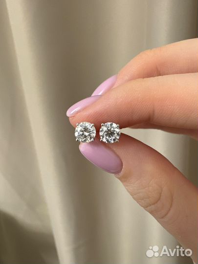 Серьги пусеты с бриллиантами 1,40ct