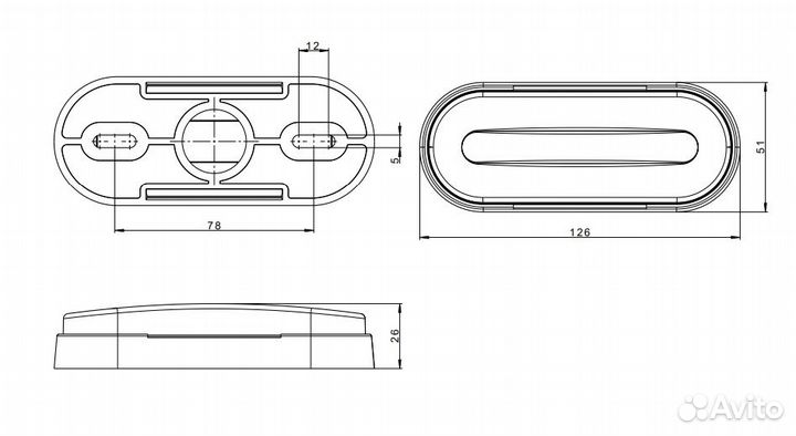 Фонарь габаритный прицепа FT-070 Z LED, желтый, 12