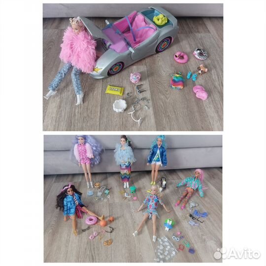 Barbie extra 7 кукол / машина