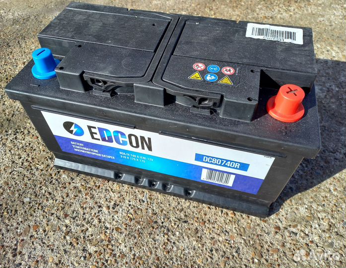 Аккумулятор edcon 80 Ач 740 А 12В обр/полярность