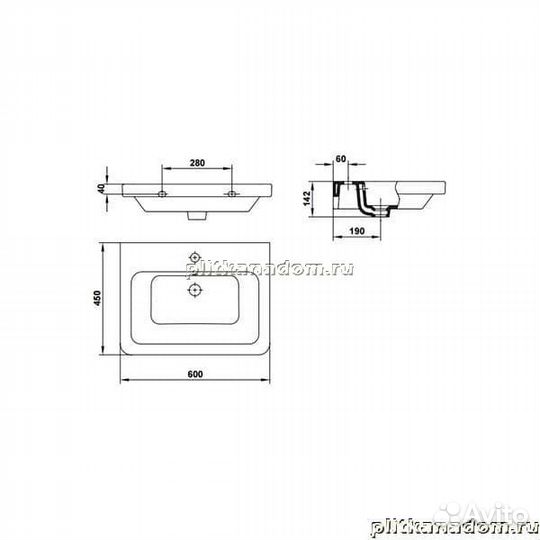 Gala Street Square 05030(70580) раковина 60х45