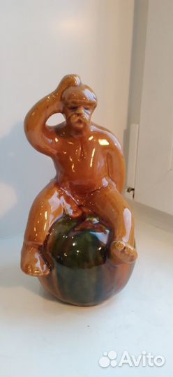 Статуэтка мужик на тыкве обливная керамика СССР