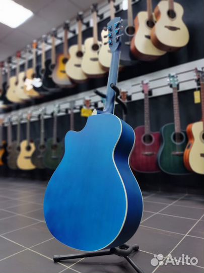 Акустическая гитара Синяя Новая матовая