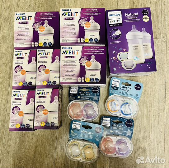Пустышки и бутылочки Avent 0/6 наборы