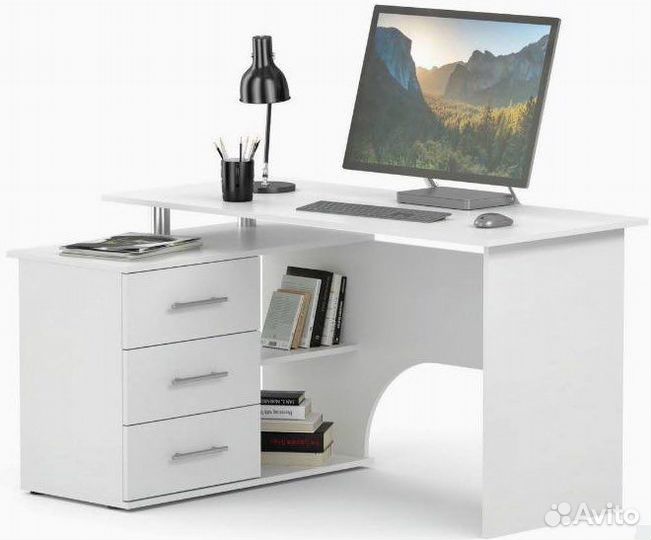 Угловой письменный стол белый
