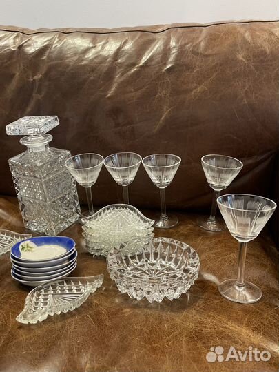 Штоф Богемия, розетки, бокалы под маргариту