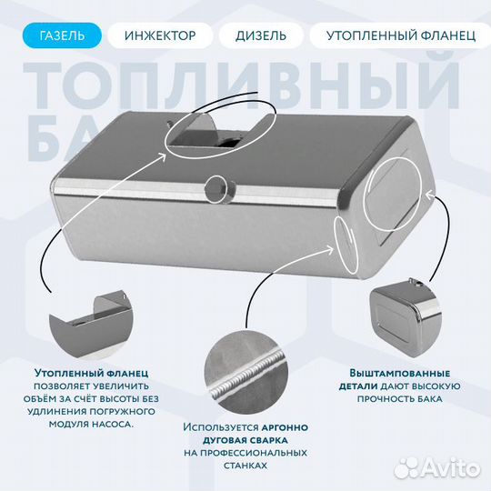 Алюминиевый бензобак с утопленным фланцем 190 л