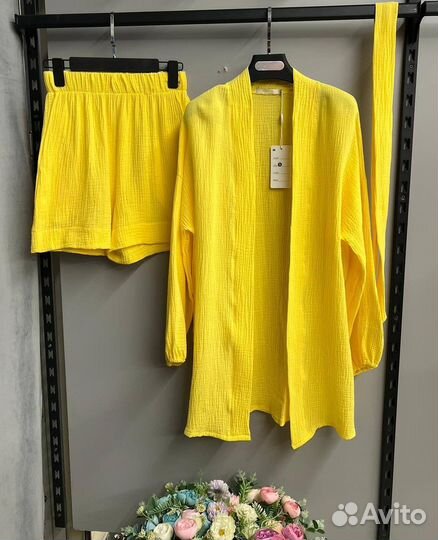 Женский костюм летний из муслина с шортами