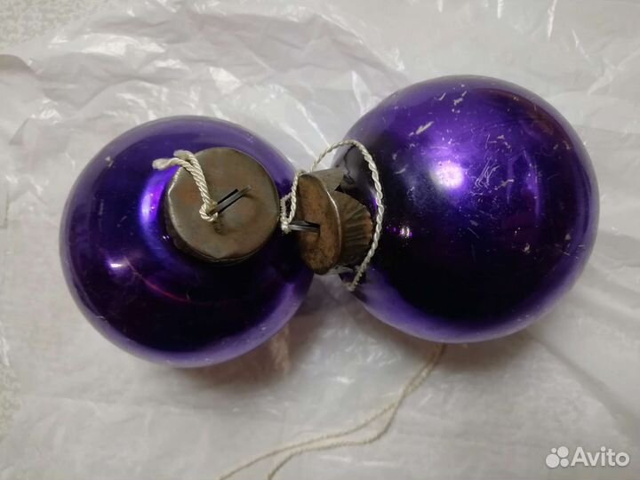 Елочные игрушки СССР шар фиолетовый