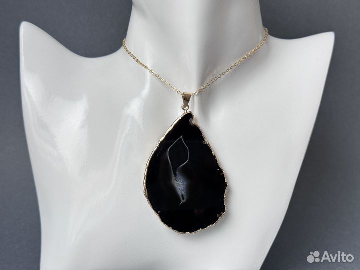 Кольцо браслет кулон черный агат