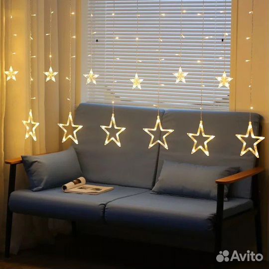 Гирлянда штора занавес дождь на окно на Праздник