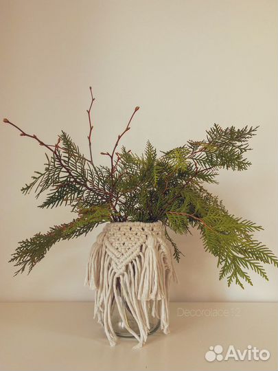 Ваза подсвечник плетёные макраме
