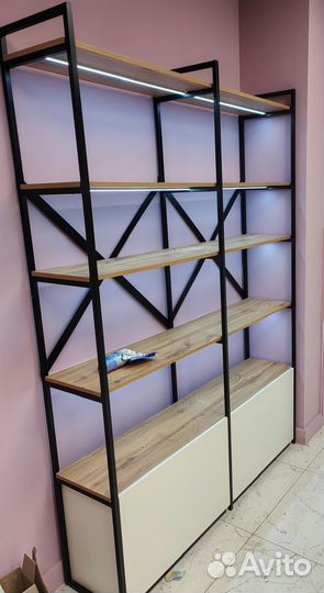 Стеллажи Лофт для магазина салона бутика