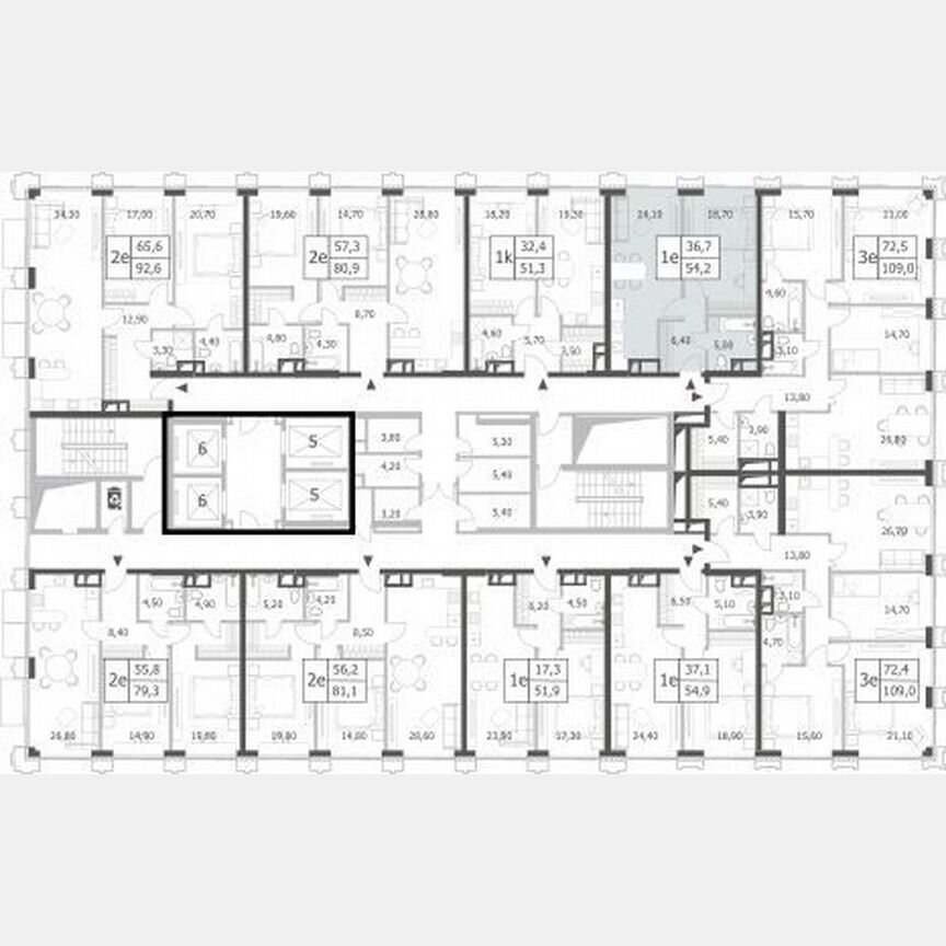 1-к. квартира, 54,2 м², 46/52 эт.