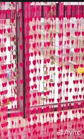 Штора нитяная Сердечки